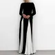 Plus Size Long Sleeve Color Block Maxi Dress GHHE-28687