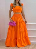 Plus Size Solid Sleeveless Big Swing Sling Maxi Dress GHHE-8114