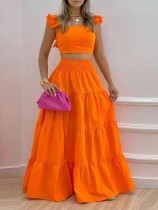 Plus Size Solid Sleeveless Big Swing Sling Maxi Dress GHHE-8114