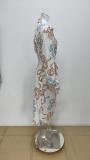 Plus Size Print Long Sleeve Shirt Dress GHHE-28513