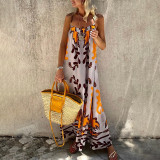 Plus Size Printed Colorful Painted Halter Long Dress GHHE-24549
