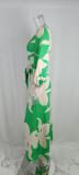 Plus Size V-Neck Lantern Sleeve Crop Top Wide Leg Pants Set GHHE-86478