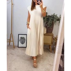 Plus Size Soldi Color Short Sleeve Maxi Dress GHHE-28011