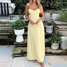 Plus Size Solid Color Sling Midi Dress GHHE-28268