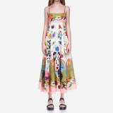 Plus Size Printed Colorful Painted Halter Long Dress GHHE-24549