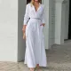 Plus Size Solid Color Shirt Wide Leg Pants Suit GHHE-8777