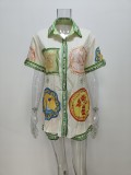 Plus Size Fashion Printed Button Down Shirt Shorts Set GHHE-28063