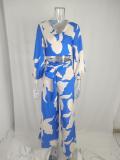 Plus Size V-Neck Lantern Sleeve Crop Top Wide Leg Pants Set GHHE-86478