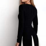 Plus Size Long Sleeve Color Block Maxi Dress GHHE-28687