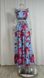 Plus Size Solid Sleeveless Big Swing Sling Maxi Dress GHHE-8114