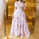 Plus Size One Shoulder Print Maxi Dress GHHE-24143