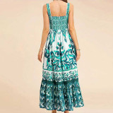 Plus Size Fashion Print Sling Big Swing Maxi Dress GHHE-25058