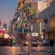 Plus Size Print Tie Up Pleated Ruffle Mini Dress GHHE-25278