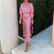 Plus Size Long Sleeve Print Shirt Skirt Suit GHHE-28523