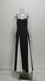 Plus Size Wrap Chest Color Block Backless Maxi Dress GHHE-28986
