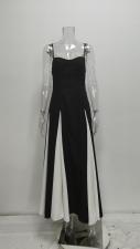 Plus Size Wrap Chest Color Block Backless Maxi Dress GHHE-28986