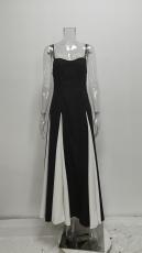 Plus Size Wrap Chest Color Block Backless Maxi Dress GHHE-28986