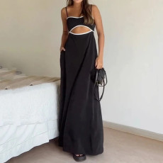 Plus Size Tie Up Hollow Out Sling Maxi Dress GHHE-28928