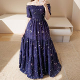Plus Size One Shoulder Print Maxi Dress GHHE-24143