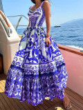 Plus Size Fashion Print Sling Big Swing Maxi Dress GHHE-25058