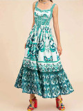 Plus Size Fashion Print Sling Big Swing Maxi Dress GHHE-25058