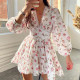 Plus Size Print V Neck Lace Mini Dress GHHE-8536