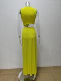 Plus Size Hollow Out V Neck Pleated Long Dress GHHE-28175