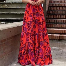 Pus Size Printed Fly Sleeve Big Swing Long Dress GHHE-24329