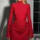 Plus Size Long Sleeve Solid Color Slim Mini Dress GHHE-25227