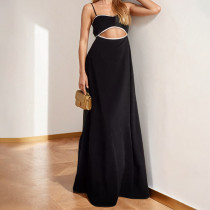 Plus Size Tie Up Hollow Out Sling Maxi Dress GHHE-28928