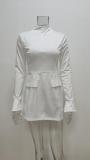 Plus Size Long Sleeve Solid Color Slim Mini Dress GHHE-25227