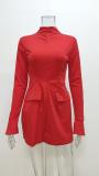 Plus Size Long Sleeve Solid Color Slim Mini Dress GHHE-25227