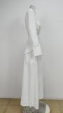 Plus Size Solid Color Shirt Wide Leg Pants Suit GHHE-8777