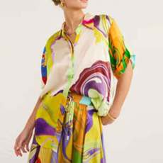 Plus Size Print Shirt Pleated Long Skirt 2 Piece Set GHHE-24679