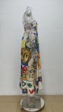 Plus Size Printed Colorful Painted Halter Long Dress GHHE-24549