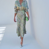 Plus Size Long Sleeve Print Shirt Skirt Suit GHHE-28523