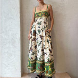 Plus Size Printed Colorful Painted Halter Long Dress GHHE-24549