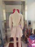 Long Sleeve Zipper Coats And Pleated Skirt 2 Piece Set XMCS-CSN037
