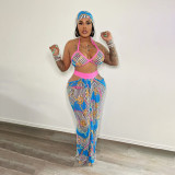Beach style Wrap Chest Long Skirt Print Set YF-10730