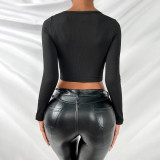 Sexy Solid Color Long Sleeve Crop Tops GYSQ-WCCI0130
