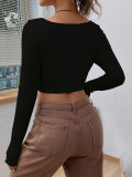 Slim V-neck Twisted Knit Top GYSQ-ZTDJ2450