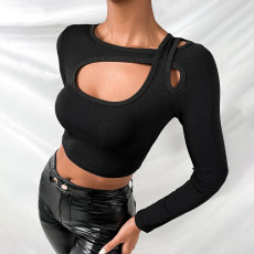 Sexy Solid Color Long Sleeve Crop Tops GYSQ-WCCI0130