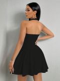 Solid Color Halter Backless Mini Dress GYSQ-CDEA0530