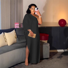 Plus Size Satin Half-sleeve Loose Casual Dress LS-0413