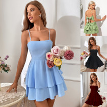 Backless Bow Tie Sling Mini Dress GYSQ-SDBK2230