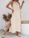 Solid Color Backless Hang Neck Maxi Dress GYSQ-CDEA1630
