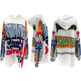 Loose Letter Print Contrast Color Casual Dress SFY-2792