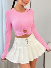 Long Sleeve Solid Color Love T Shirt GYSQ-ZTDH0940