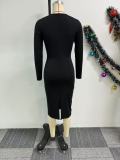 Plus Size Contrast Color Patchwork Irregular Midi Dress NY-10937