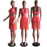 Tassel Deep V Neck One Piece Swimsuit MDF-5060